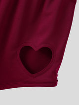 Mens Solid Color Heart Cut-Out Casual Short SKUL18886