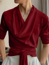 Men's Solid Textured Long Sleeve T-Shirt SKUL29616