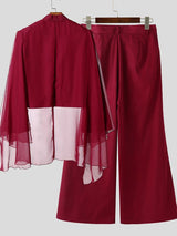 Men's Chiffon Flap Patchwork Cropped Two Pieces Outfit SKUL36612