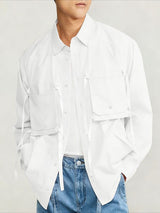 Men's Solid Color Tie Pocket Long Sleeve Shirt SKUL46133