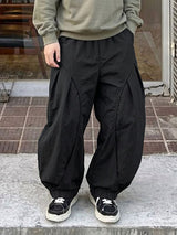 Men's Harajuku Streetwear Oversized Baggy Curved Pleated Elastic Waist Pant SKUL66153