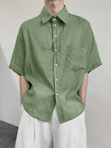 Men's Solid Color Semi Sheer Short Sleeve Shirt SKUL22408
