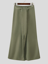 Men's Bohemian Ethnic Style Draped Wrap Front Loose Wide Leg Skirt SKUL60637