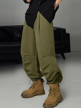 Mens Solid Casual Drawstring Cuff Cargo Pants SKUK39556