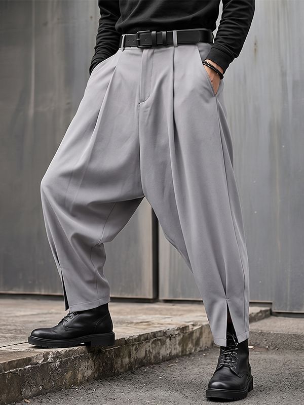 Men's Smart Luxury City Walk High-Drape Loose Fit Baggy Pant SKUL85935