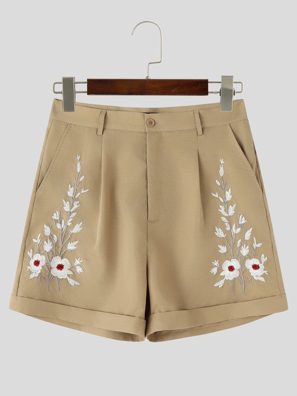 Men's Elegant Vintage Floral Print High Waist  Short SKUL65046