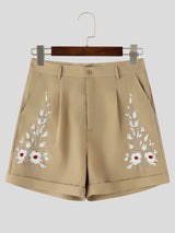 Men's Elegant Vintage Floral Print High Waist  Short SKUL65046