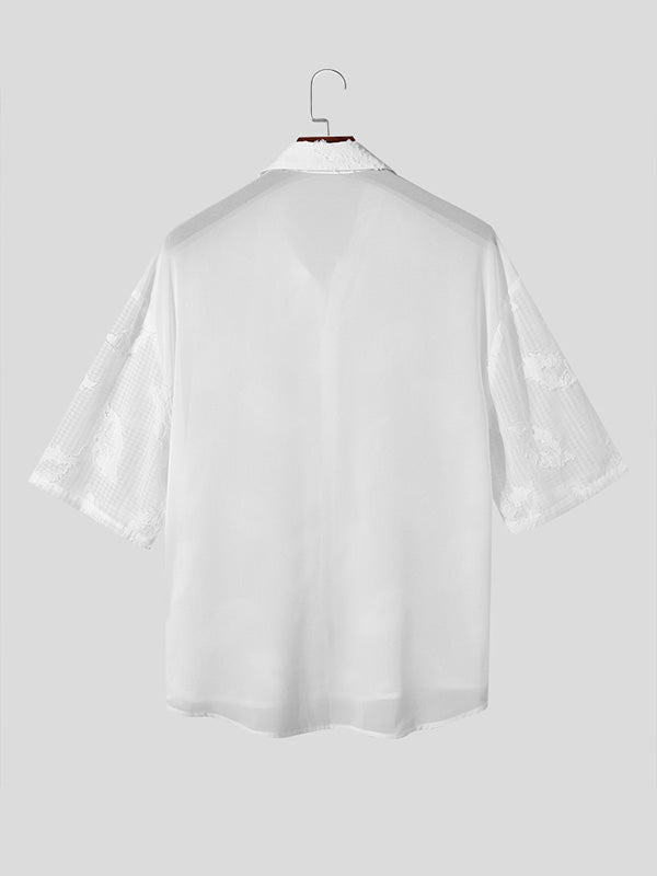 Mens Solid See Through Short Sleeve Shirt SKUK64343