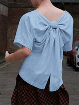 Mens Bow Tie Patchwork Short Sleeve T-Shirt SKUK98829