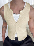 Mens Solid Knit Textured Sleeveless Vest SKUK63657