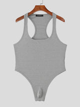 Men's Solid Color Textured Low Neck Bodysuit SKUL53141