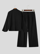 Men's Zen Minimalist Art Gallery Cape Flare Sleeve Two Pieces Outfit SKUL85514