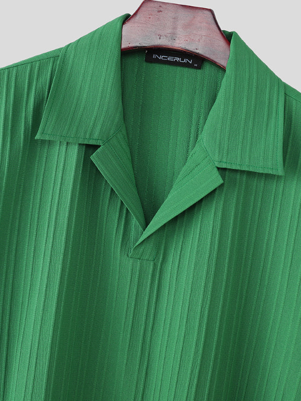 Mens Solid Color Textured Short Sleeve Shirt SKUL21433