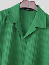 Mens Solid Color Textured Short Sleeve Shirt SKUL21433