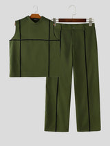 Men's High-Street Vanguard Geometric Line Two Pieces Outfit SKUL79028