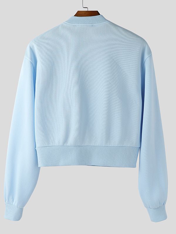 Men's Solid Color Pocket Zipper Cropped Jacket SKUL45377