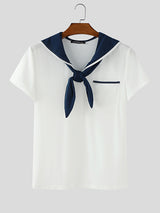 Mens Sailor Collar Short-Sleeve T-Shirt SKUL16989