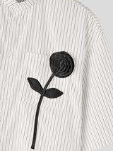 Men's 3D Floral Patchwork Striped Half Sleeve Shirt SKUL63257