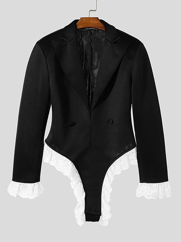 Mens Lace Patchwork Long-Sleeve Bodysuit SKUK83121