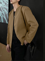 Men's Solid Color Loose Padded Shoulder Long Sleeve Blazer SKUL30806