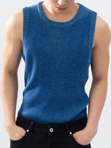 Mens Solid Knit Crew Neck Sleeveless Vest SKUK55802