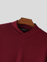 Men's Casual Knit Textured Ribbed 3/4 Length Sleeve T-shirt SKUL51725