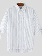 Men's Bow Tie Striped Half Sleeve Shirt SKUL39909