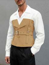 Men's Color Block Long Sleeve Shirt SKUL42551