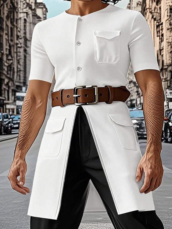 Mens Multi-Pocket Knit Short Sleeve Cardigan SKUL06462