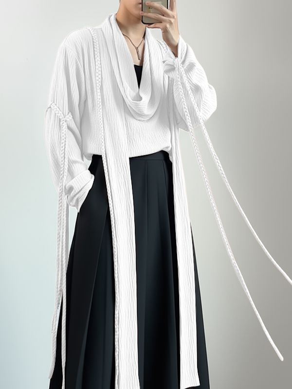 Men's Deconstructed Street Style Long Sleeve Shirt SKUL36651