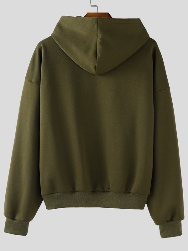 Men's Contrast Color Patchwork Button Long Sleeve Hoodie SKUL35244