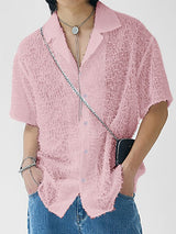 Men's Plush Tassel Short Sleeve Shirt SKUL32940