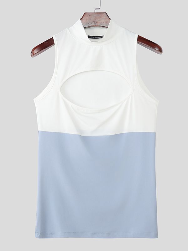 Men's Chest Cut Design Contrast Color Tank SKUL51922