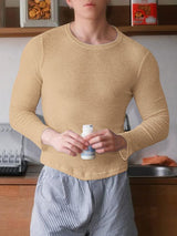 Men's Solid Color Semi-Sheer Long Sleeve T-Shirt SKUL41231