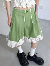 Men's Ruffled Patchwork Striped Casual Short SKUL34026