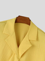 Men's Avant-Garde Draped Wrap Front Cuban Collar Shirt SKUL63693