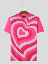 Mens Gradient Heart Print Short Sleeve T-Shirt SKUK46403