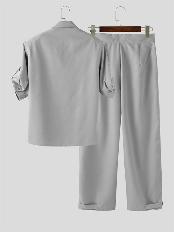 Men's Solid Casual Two Pieces Outfit SKUL26993