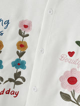 Men's Floral Embroidered Textured Long Sleeve Shirt SKUL29774