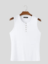 Mens Solid Color Textured Casual Tank SKUL10782