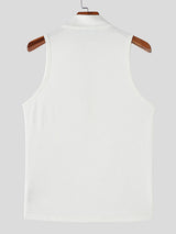 Mens Solid Textured Zip-Up Casual Tank SKUL15195