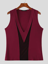 Men's Sheer Mesh Patchwork Knit Tank SKUL56123