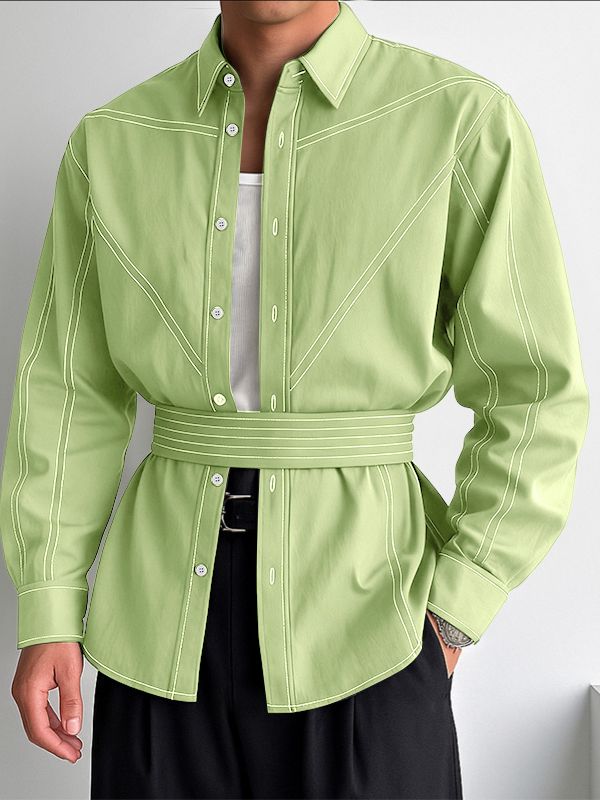 Men's Contrast Stitch Long Sleeve Shirt SKUL39701