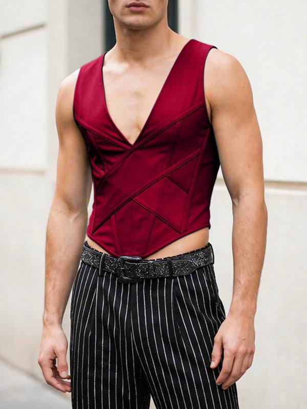 Men's Solid Color Waist Cincher Tank SKUL61523
