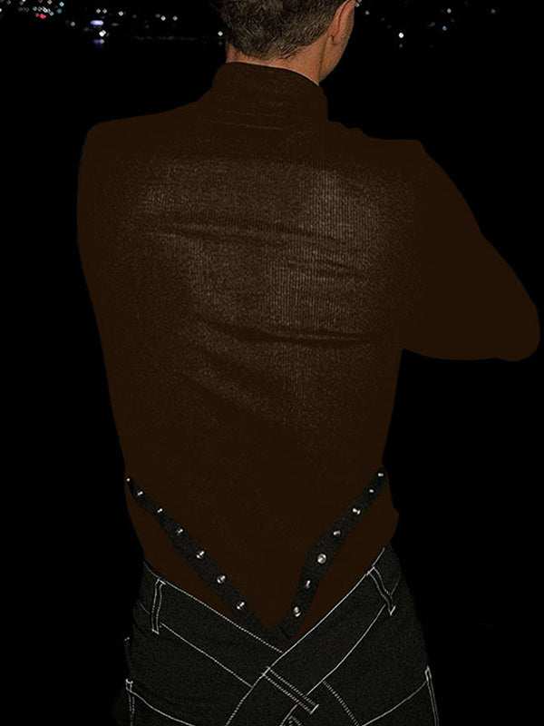 Mens Solid Color Slim Fit Casual Long Sleeve Shirt SKUK99915