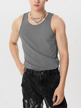 Mens Solid Ribbed Knit Sleeveless Tank SKUK02702