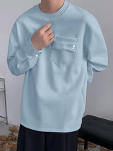 Men's Knit Pocket Crew Neck Long Sleeve T-shirt SKUL39775