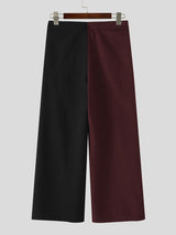 Men's High-Fashion Yin-Yang Color-Block Pleated High-Waisted Wrapped Tie-Belt Pant SKUL73702