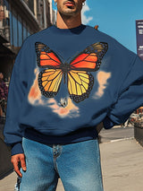 Mens Butterfly Print Pullover Long-Sleeve Sweatshirt SKUK84479