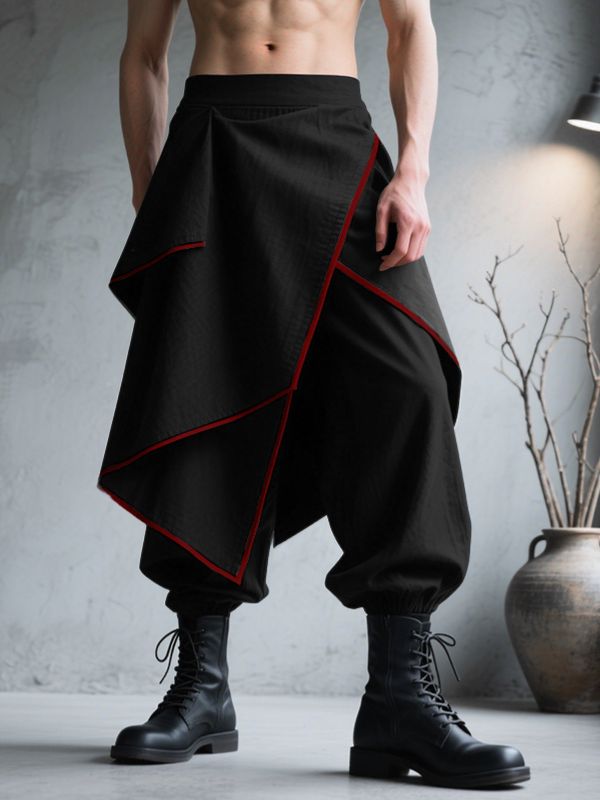 Men's Solid Color Irregular Hem Casual Pant SKUL31522